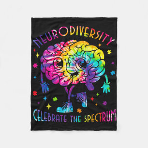 Neurodiversity Brain Autism Awareness Asd Adhd Men Fleece Blanket