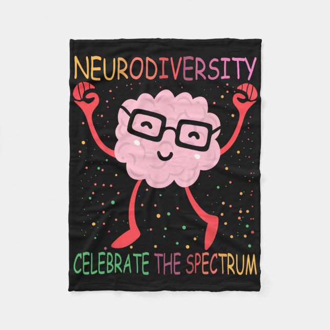 Neurodiversity Brain Autism Awareness Asd Adhd Men Fleece Blanket (Front)