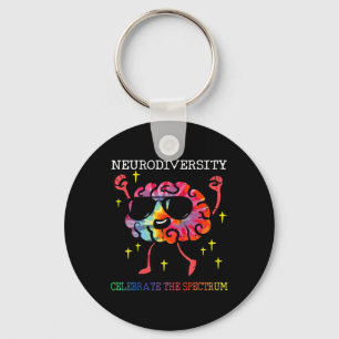 Neurodiversity Brain Autism Awareness Asd Adhd Men Keychain