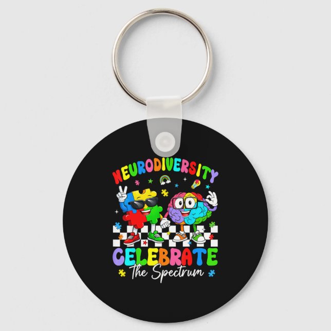 Neurodiversity brain autism awareness asd adhd men keychain (Front)