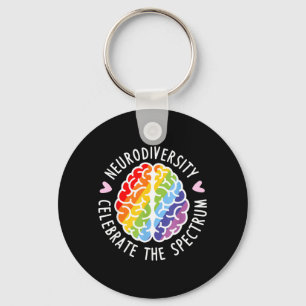 Neurodiversity Brain Autism Awareness ASD ADHD Men Keychain