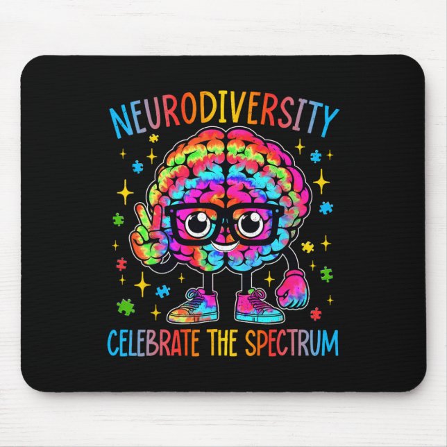 Neurodiversity Brain Autism Awareness Asd Adhd Men Mouse Pad (Front)