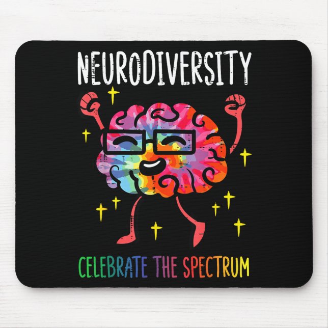 Neurodiversity Brain Autism Awareness Asd Adhd Men Mouse Pad (Front)