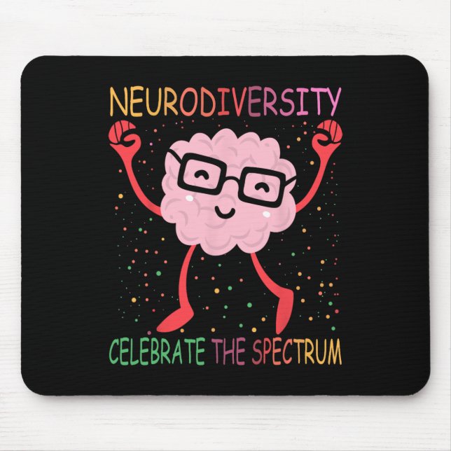 Neurodiversity Brain Autism Awareness Asd Adhd Men Mouse Pad (Front)