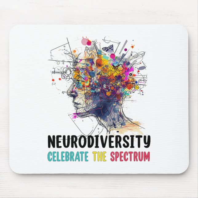 Neurodiversity Brain Autism Awareness Asd Adhd Men Mouse Pad (Front)