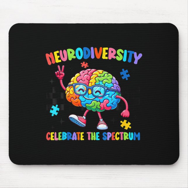 Neurodiversity Brain Autism Awareness Asd Adhd Men Mouse Pad (Front)