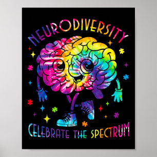 Neurodiversity Brain Autism Awareness Asd Adhd Men Poster