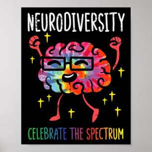 Neurodiversity Brain Autism Awareness Asd Adhd Men Poster