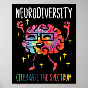 Neurodiversity Brain Autism Awareness Asd Adhd Men Poster