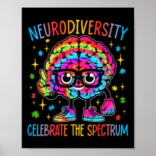 Neurodiversity Brain Autism Awareness Asd Adhd Men Poster