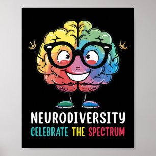 Neurodiversity Brain Autism Awareness Asd Adhd Men Poster