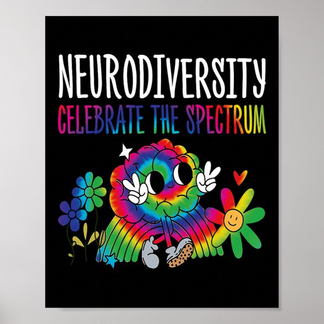 Neurodiversity Brain Autism Awareness Asd Adhd Men Poster (Front)