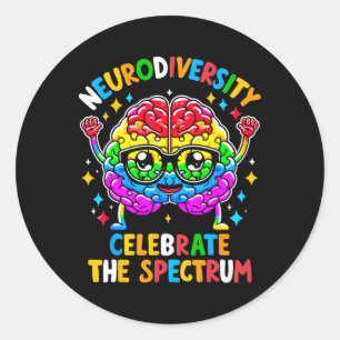 Neurodiversity Brain Autism Awareness  Classic Round Sticker