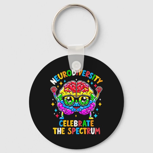 Neurodiversity Brain Autism Awareness  Keychain (Front)