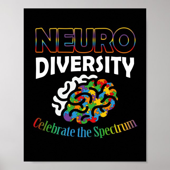 Neurodiversity Celebrate Mental Health ADHD Autism Poster (Front)
