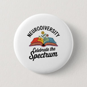 Neurodiversity Celebrate The Spectrum Book Autism 2 Inch Round Button