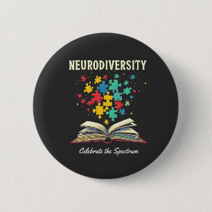 Neurodiversity Celebrate the Spectrum Book Autism  2 Inch Round Button