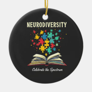Neurodiversity Celebrate the Spectrum Book Autism Ceramic Ornament