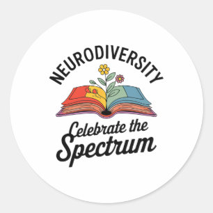 Neurodiversity Celebrate The Spectrum Book Autism Classic Round Sticker