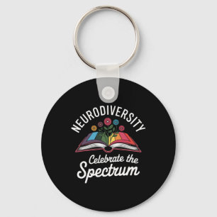 Neurodiversity Celebrate The Spectrum Book Autism Keychain
