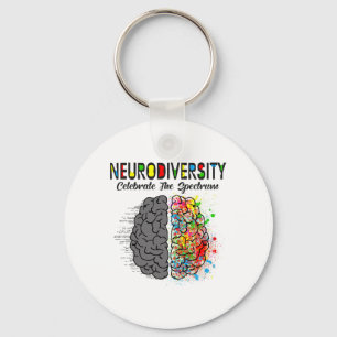Neurodiversity Celebrate The Spectrum Brain Autism Keychain