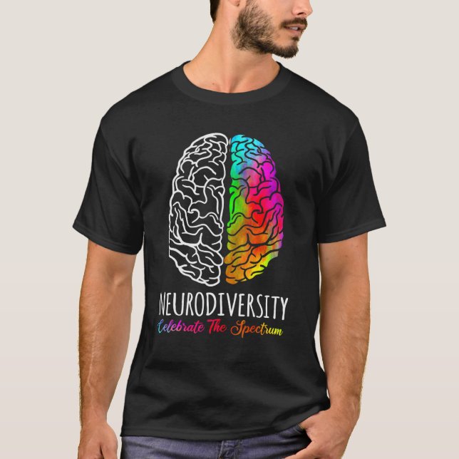 Neurodiversity Celebrate The Spectrum Brain Autism T-Shirt (Front)