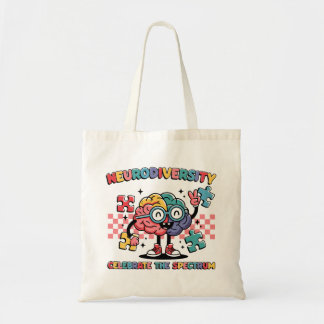 Neurodiversity Celebrate The Spectrum Brain Puzzle Tote Bag