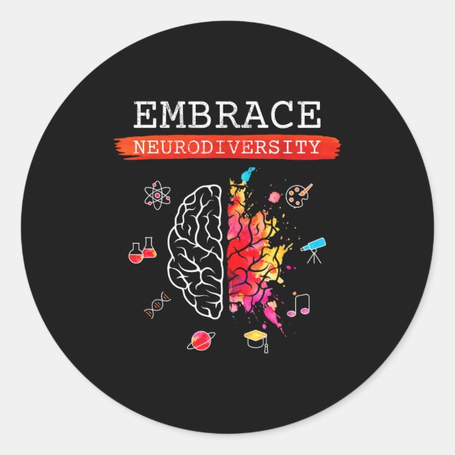 Neurodiversity Embrace Adhd Autism Asd Awareness G Classic Round Sticker (Front)