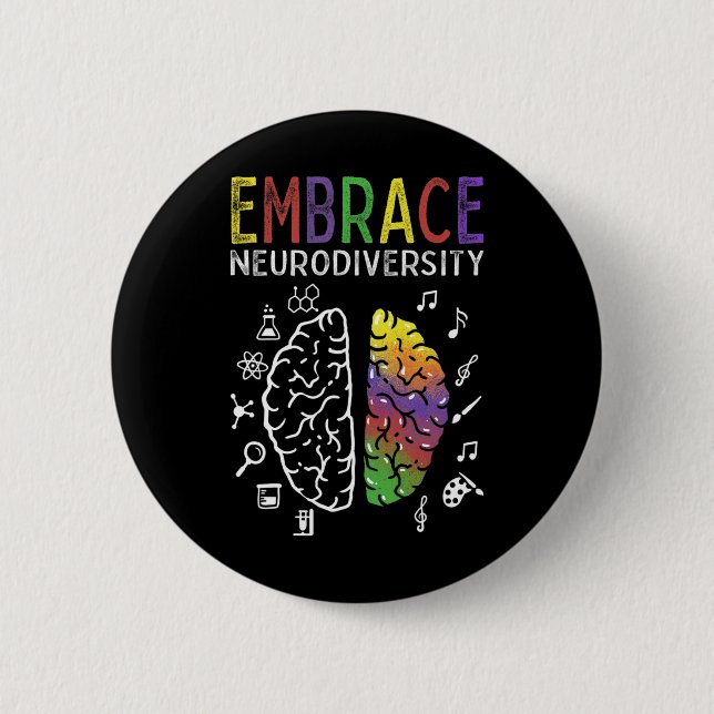 Neurodiversity Embrace Adhd Autism Asd Brain  2 Inch Round Button (Front)