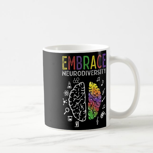 Neurodiversity Embrace Adhd Autism Asd Brain  Coffee Mug (Right)