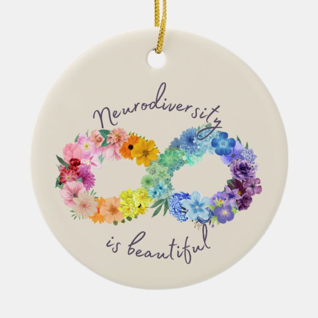 Neurodiversity is Beautiful Floral Ornament (Front)