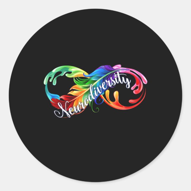 Neurodiversity Is Beautiful Infinity Autism Awaren Classic Round Sticker (Front)
