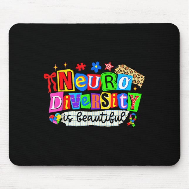 Neurodiversity is beautiful leopard funny autism mouse pad (Front)
