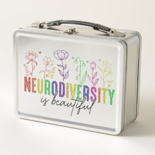 Neurodiversity is Beautiful – Rainbow Floral Desig Metal Lunch Box