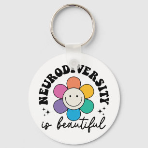 "Neurodiversity is Beautiful" Retro Flower Keychain