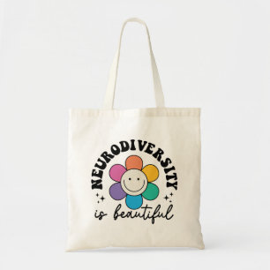 "Neurodiversity is Beautiful" Retro Flower Tote Bag
