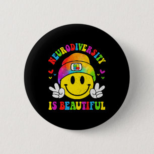 Neurodiversity Is Beautiful Smile Face Autism Awar 2 Inch Round Button