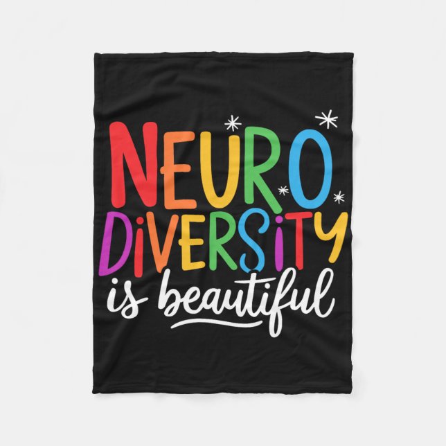 Neurodiversity Is Beautiful Sped Adhd Autism Aware Fleece Blanket (Front)