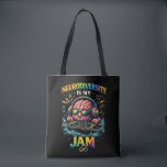 Neurodiversity Is My Jam Tote Bag<br><div class="desc">A vibrant illustration of a cool DJ brain wearing rainbow headphones and mixing vinyl,  celebrating neurodiversity,  creativity,  and the unique rhythm of different minds.</div>