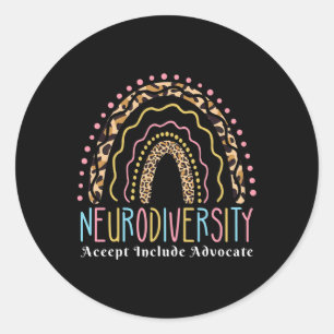 Neurodiversity Rainbow Accept Advocate Love Autism Classic Round Sticker