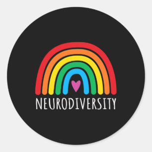 Neurodiversity Rainbow Autism Awareness Month Mens Classic Round Sticker