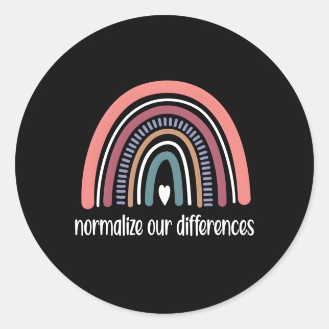 Neurodiversity Rainbow Autism Neurodivergent Adhd  Classic Round Sticker (Front)