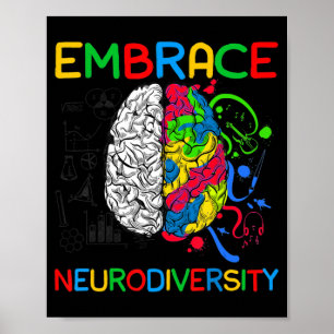 Neurodiversity Shirt Embrace ADHD Autism Awareness Poster