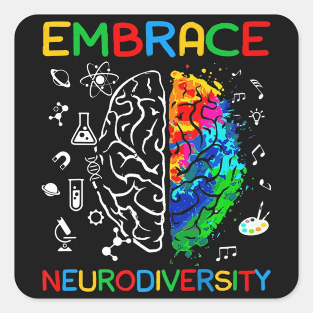 Neurodiversity Shirt Embrace ADHD Autism Awareness Square Sticker (Front)