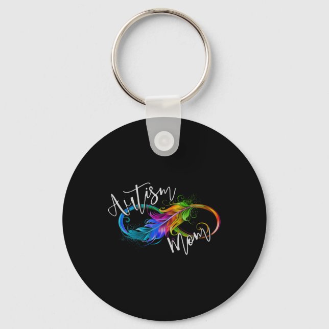Neurodiversity Symbol Rainbow Infinity Autism Mom  Keychain (Front)