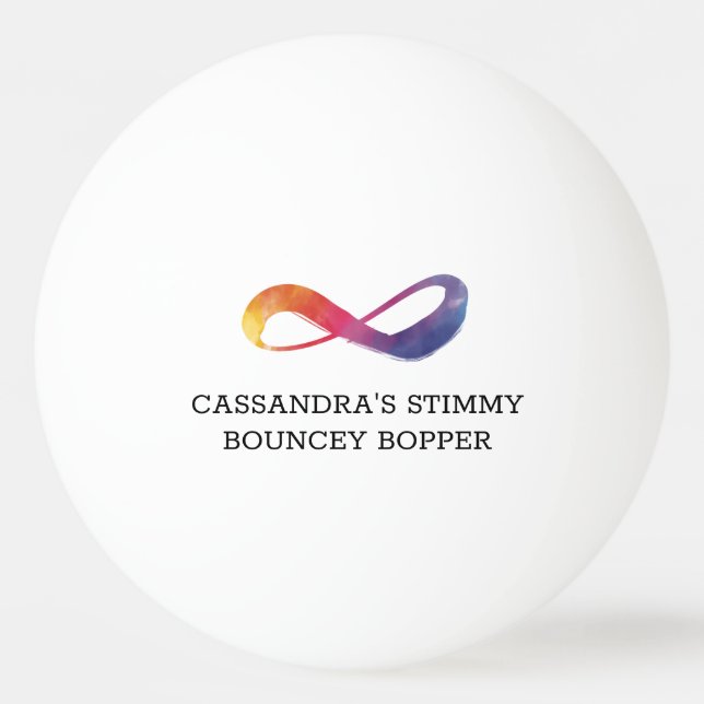 Neurodiversity watercolor infinity symbol ping pong ball (Front)