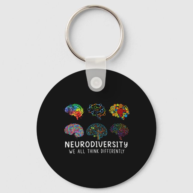 Neurodiversity We All Think Differently Brain Auti Keychain (Front)