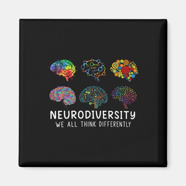 Neurodiversity We All Think Differently Brain Auti Magnet (Front)