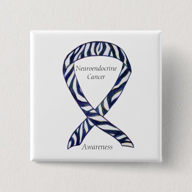 Neuroendocrine Cancer Awareness Ribbon Custom Pin (Front)