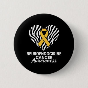 Neuroendocrine Cancer Awareness Zebra Ribbon Heart 2 Inch Round Button